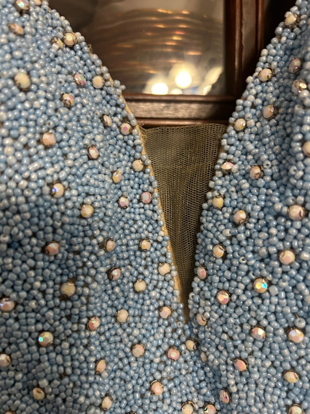 Light Blue Beaded V-Neck prom or event Dress - Picture 5 of 11